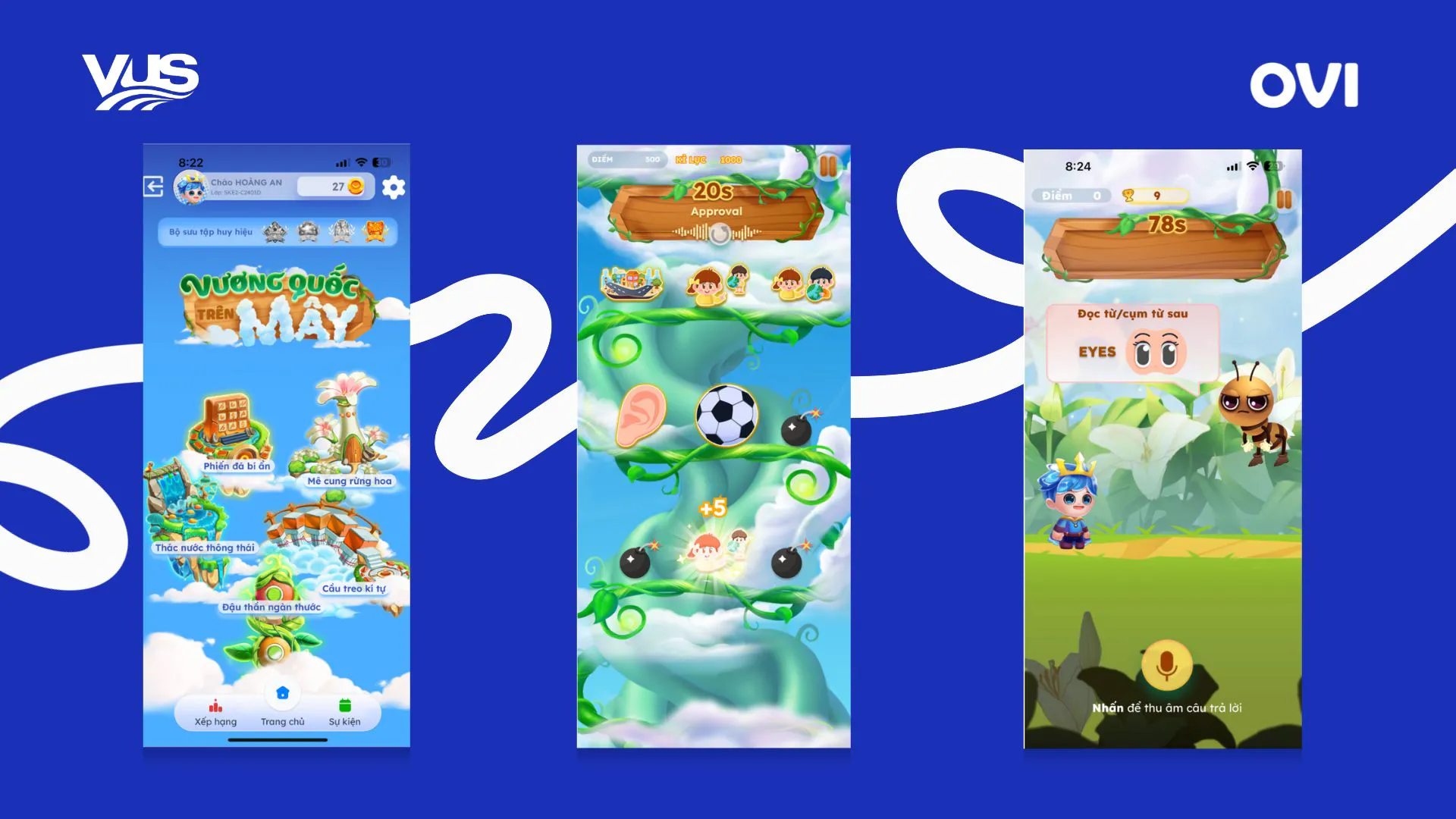 Ứng dụng OVI Kids được xây dựng theo hình thức gamification với giao diện thân thiện với lứa tuổi