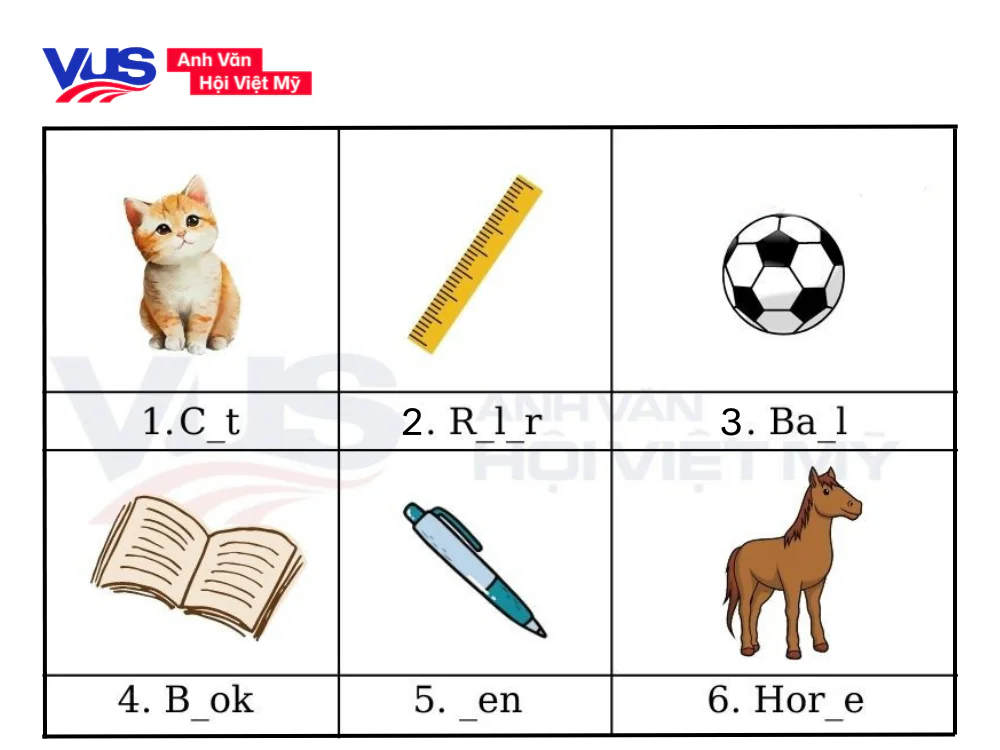 Bài tập tiếng Anh lớp 1