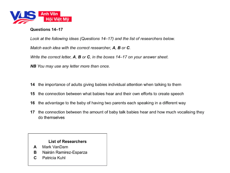 Tip làm bài Reading IELTS: Dạng bài Matching Features