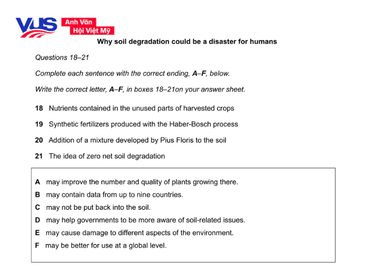 Tip làm bài Reading IELTS: Dạng bài Matching Sentence Endings