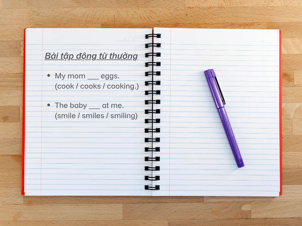 Bài tập động từ thường kèm đáp án