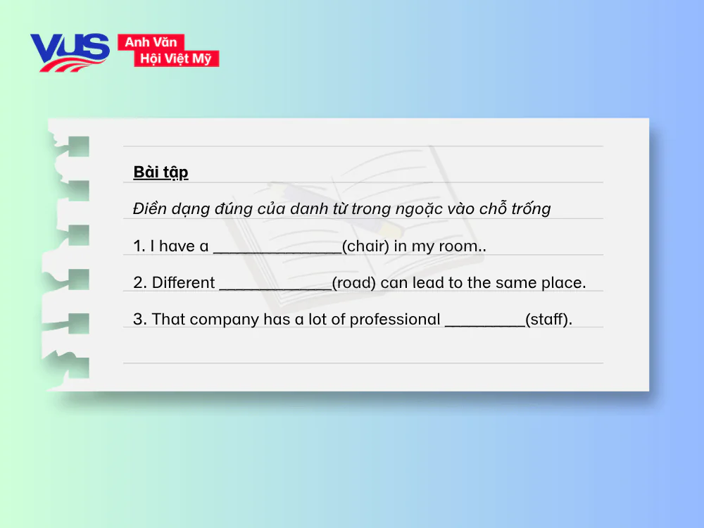 Bài tập về danh từ số ít và danh từ số nhiều