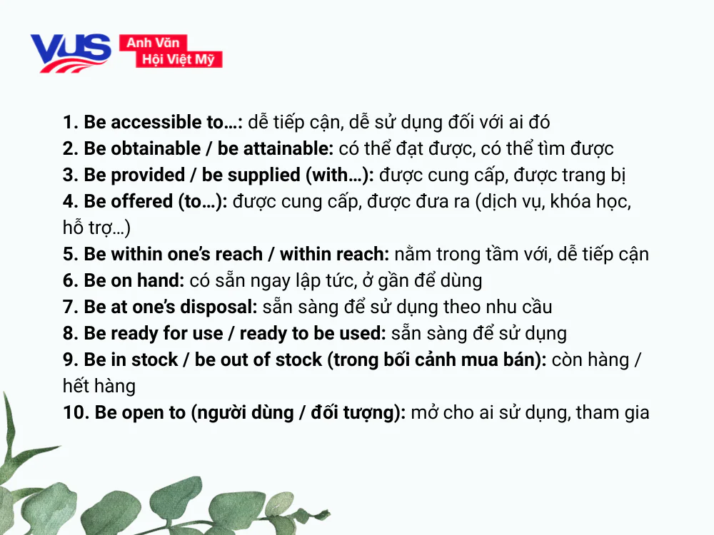 Các cấu trúc có thể thay thế cho Available là gì?
