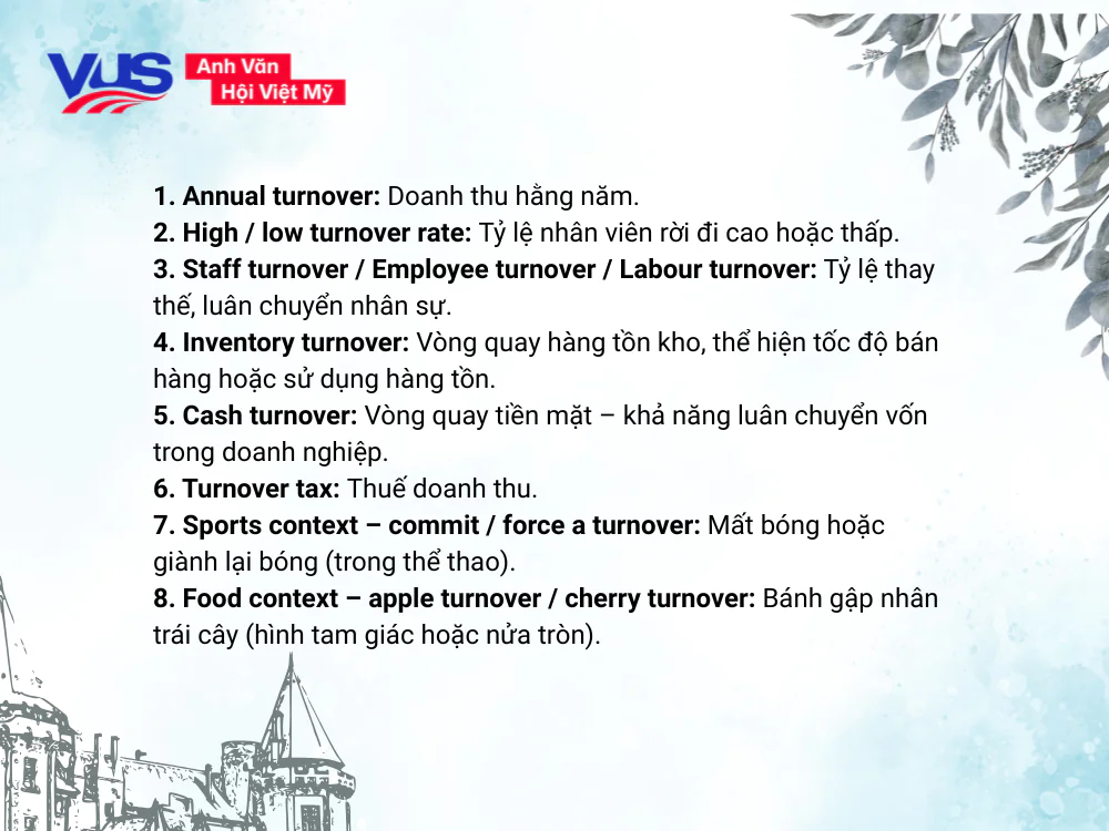 Các cụm và thành ngữ phổ biến với “turnover” (danh từ)