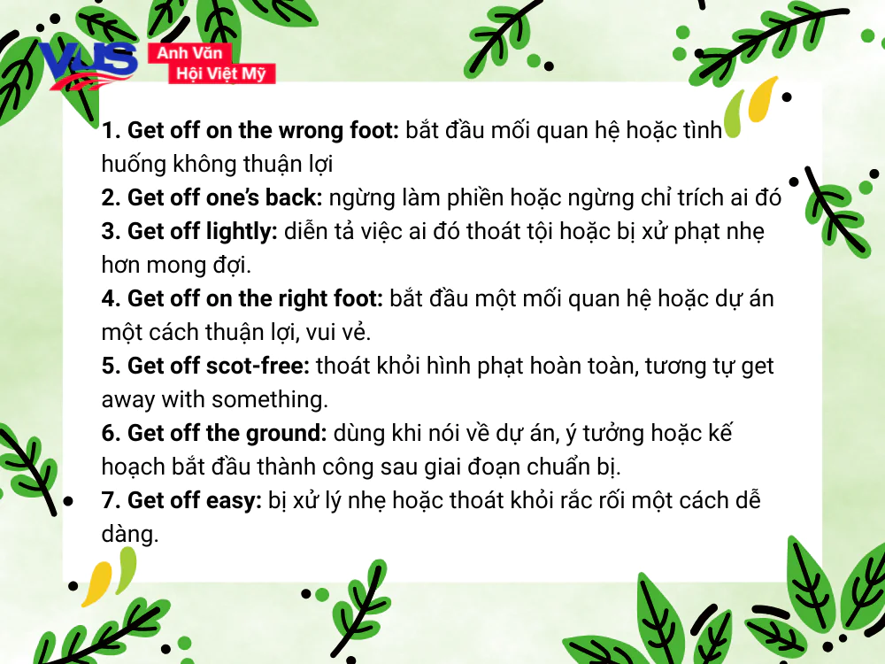 Collocations và idioms thường gặp với Get off là gì?
