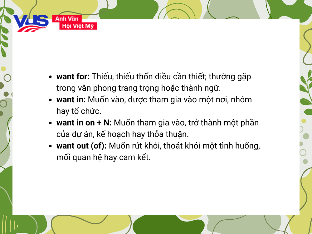 Sau want là gì? Các phrasal verb thường gặp của Want