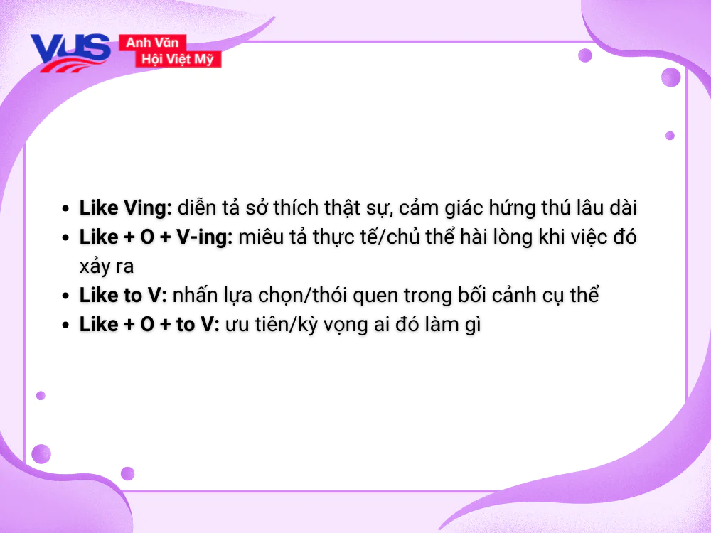 Like to V hay Ving? Quy tắc và ngữ cảnh sử dụng