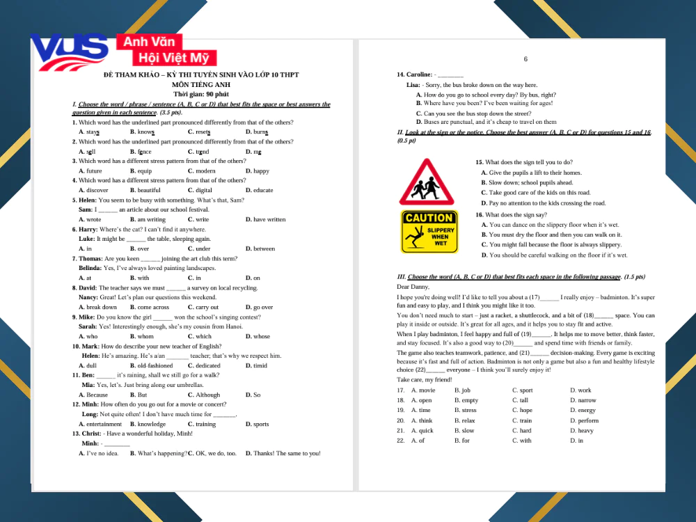 Đề minh họa m&ocirc;n Tiếng Anh thi lớp 10 TPHCM năm 2026 (c&oacute; đ&aacute;p &aacute;n)