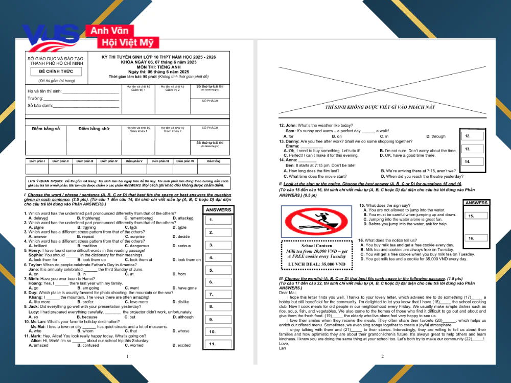 30+ Đề thi tuyển sinh lớp 10 m&ocirc;n Anh c&aacute;c năm gần đ&acirc;y (Kh&ocirc;ng chuy&ecirc;n)