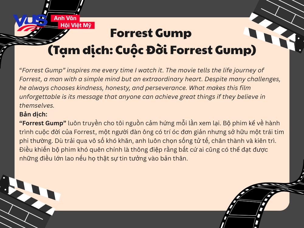 Viết đoạn văn về phim bằng tiếng Anh ngắn nhất -&nbsp;Forrest Gump