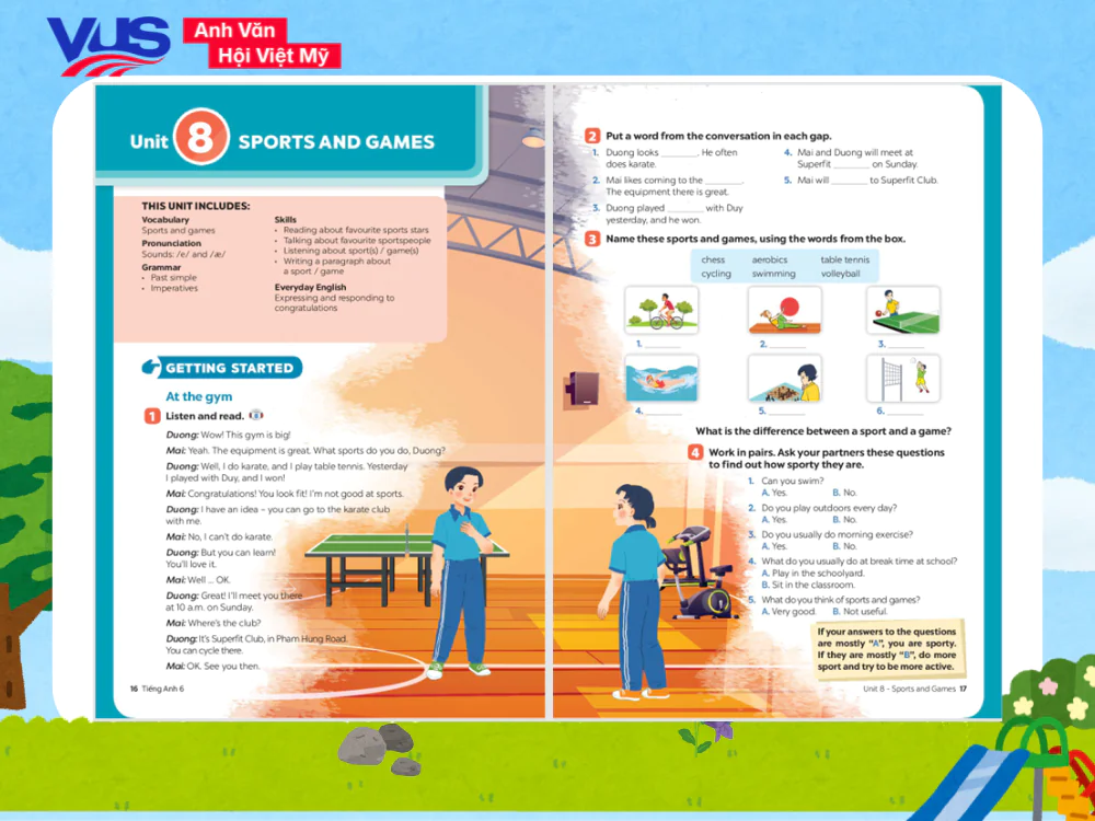 Soạn b&agrave;i chi tiết Tiếng Anh 6 Unit 8 Global Success Sports and Games từng phần