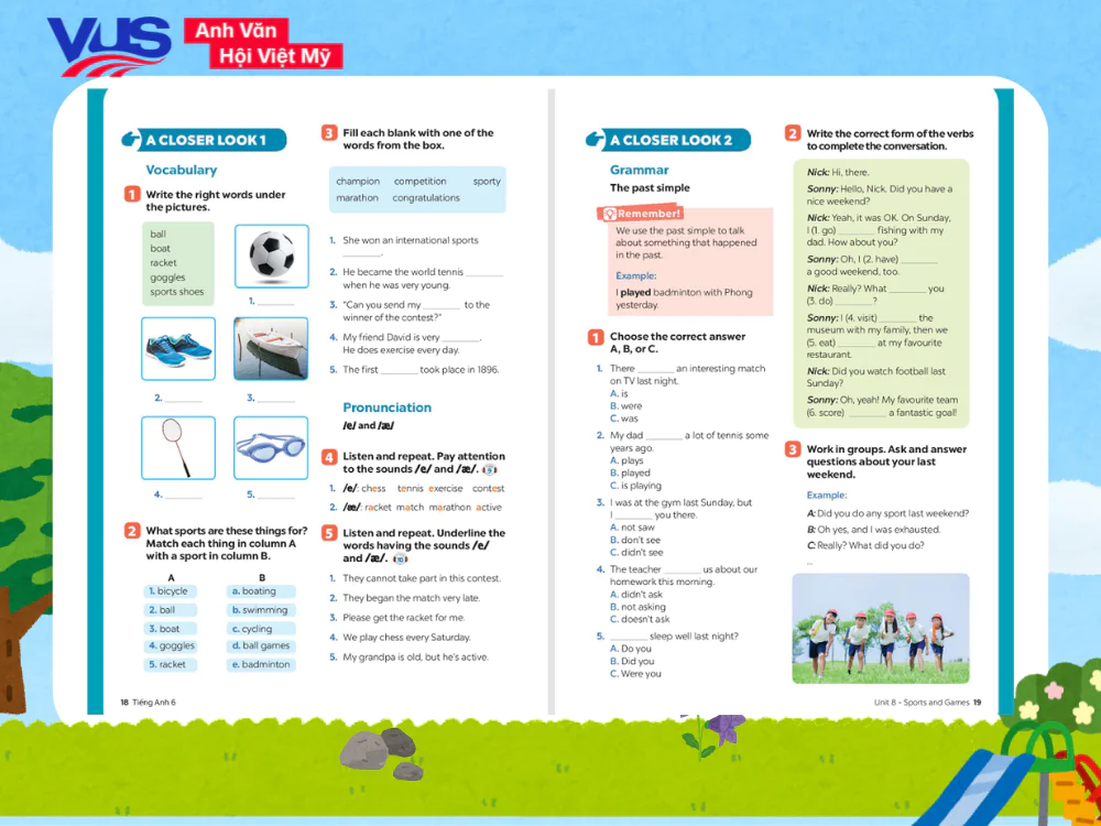 Tiếng Anh 6 Unit 8 A Closer Look 1, 2