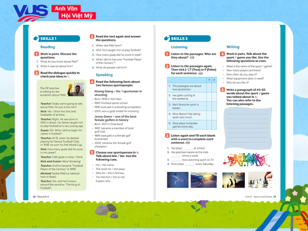 Tiếng Anh 6 Unit 8 Skills 1, 2