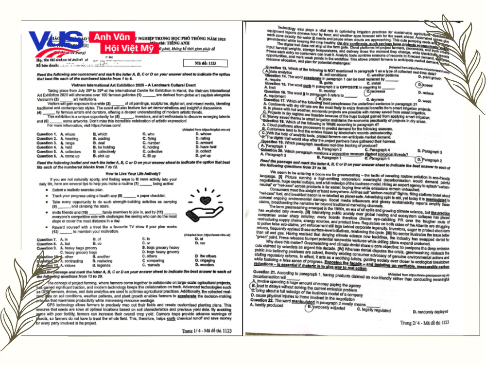 Tổng hợp&nbsp;đề thi tiếng Anh THPT c&aacute;c năm gần đ&acirc;y