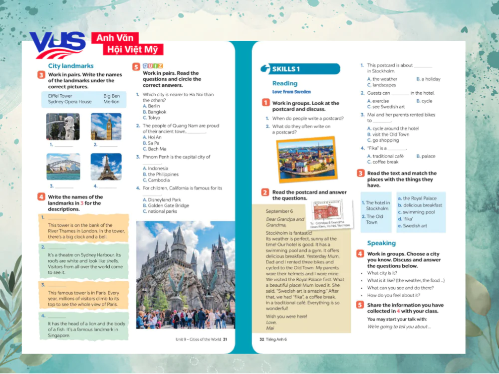 B&agrave;i tập Unit 9 tiếng Anh 6 Global Success&nbsp;Communication &&nbsp;Skills 1