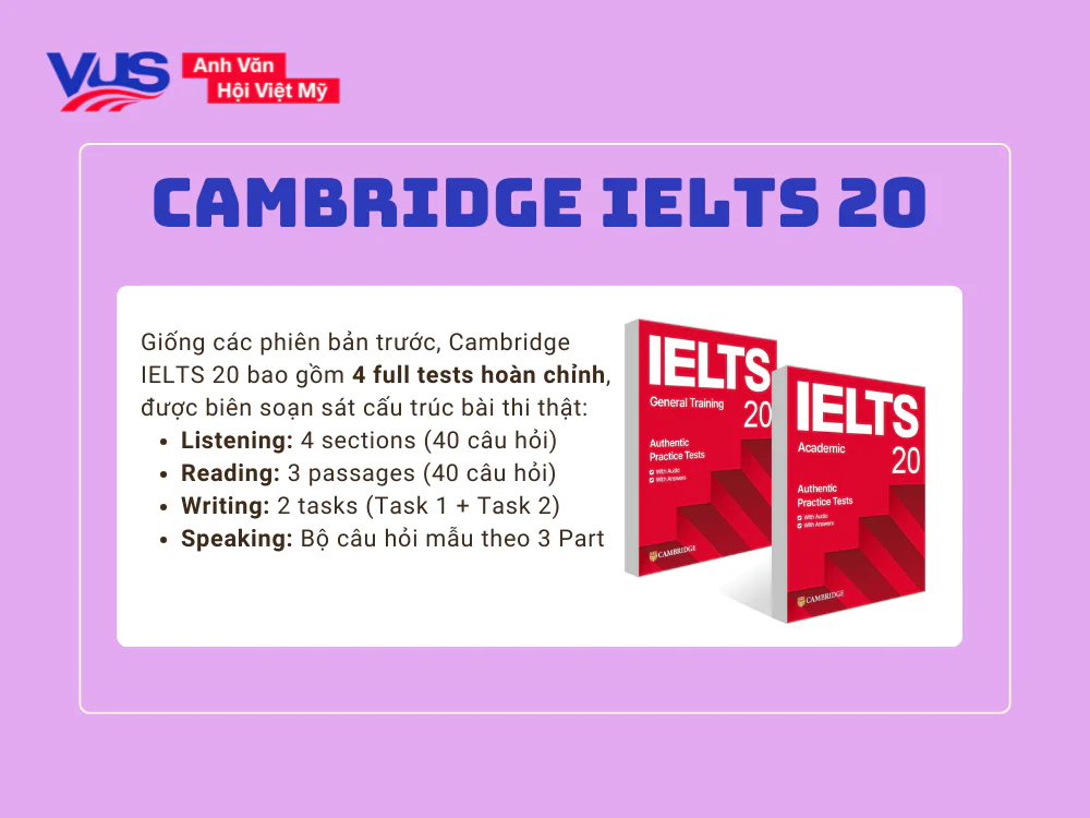 Cambridge IELTS 20 c&oacute; g&igrave; b&ecirc;n trong? C&oacute; g&igrave; mới?