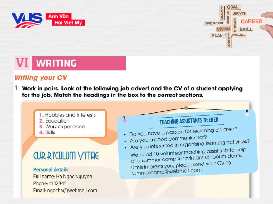 Kh&aacute;m ph&aacute; b&iacute; k&iacute;p thiết kế CV ấn tượng với Tiếng Anh 12 Global Success Writing!