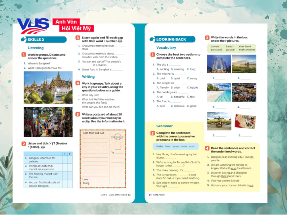 Tiếng Anh 6 Unit 9 Global Success&nbsp;Skills 2 &&nbsp;Looking Back