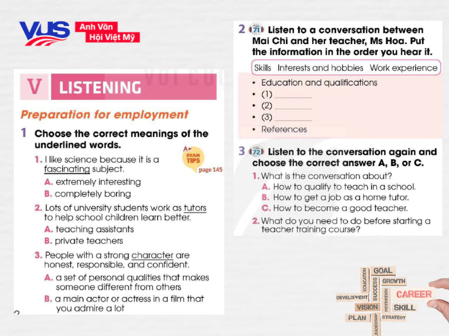 Tiếng Anh lớp 12 Unit 9 - phần Listening