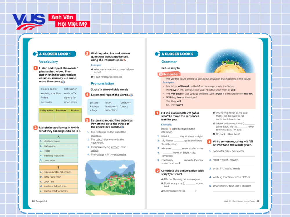 Tiếng Anh lớp 6 Unit 10 A Closer Look 1, 2