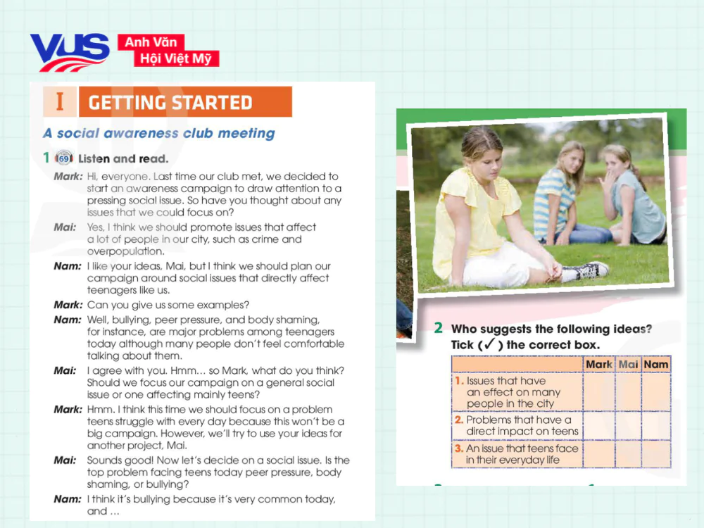 Unit 9 tiếng Anh 11 - phần Getting Started