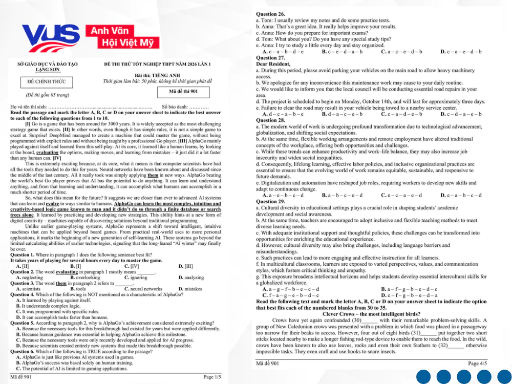 Chinh phục mục ti&ecirc;u điểm 9+ với bộ đề thi thử tốt nghiệp THPT m&ocirc;n tiếng Anh b&aacute;m s&aacute;t ma trận mới nhất từ c&aacute;c Sở GD&ĐT