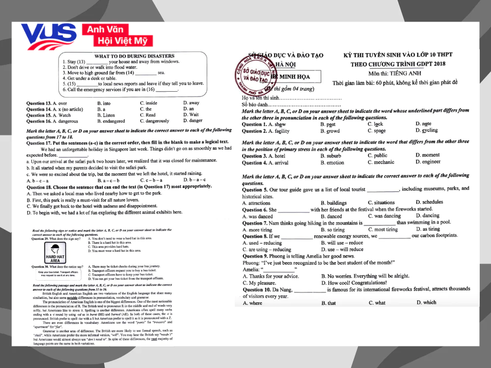 Luyện tập với đề thi tiếng Anh v&agrave;o 10 H&agrave; Nội gi&uacute;p sĩ tử nắm trọn cấu tr&uacute;c đề v&agrave; tự tin bứt ph&aacute; điểm số