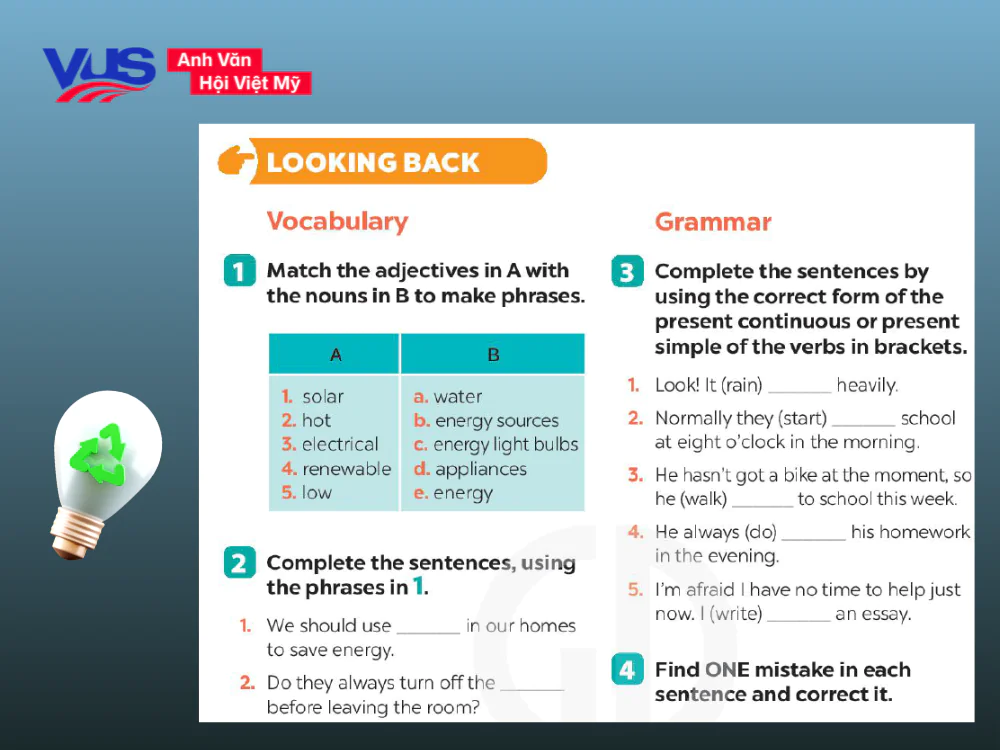 Soạn Unit 10 lớp 7 - phần Looking Back