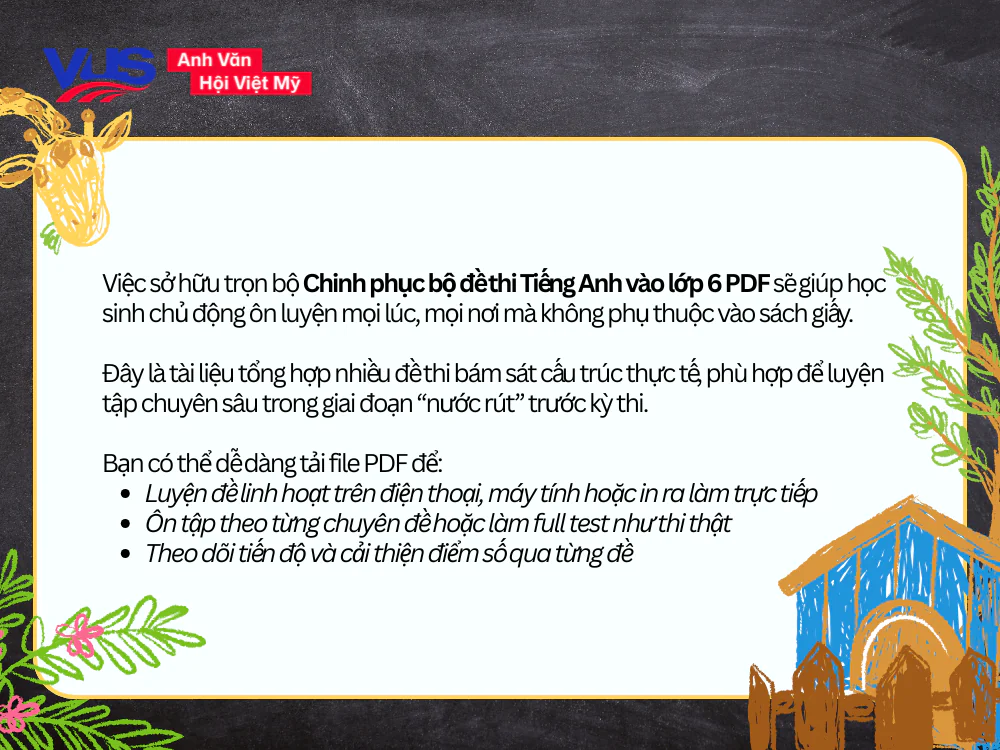 DOWNLOAD Chinh phục bộ đề thi Tiếng Anh v&agrave;o lớp 6 PDF 212 trang FREE