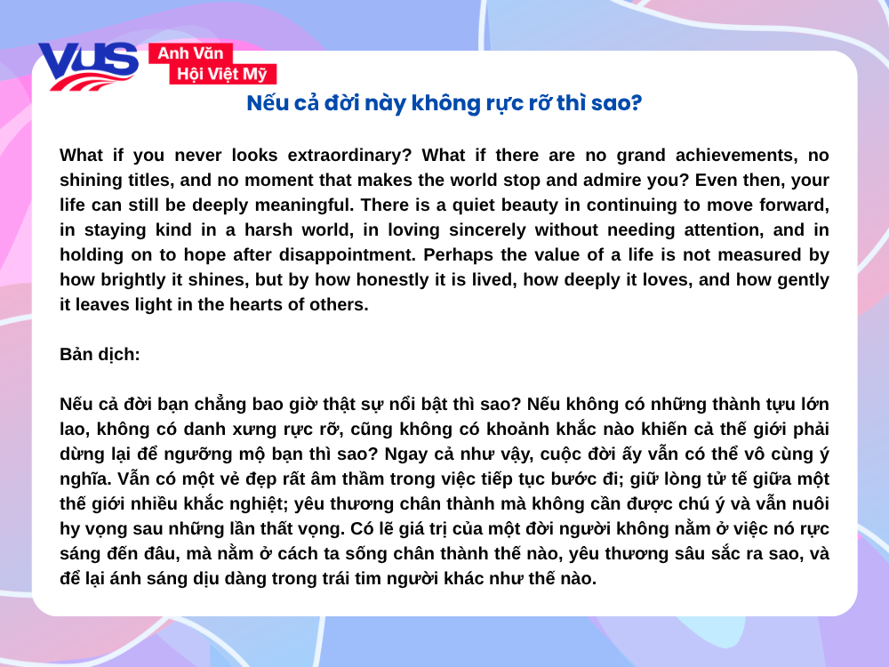 Những đoạn văn tiếng Anh hay về cuộc sống_Mẫu 2