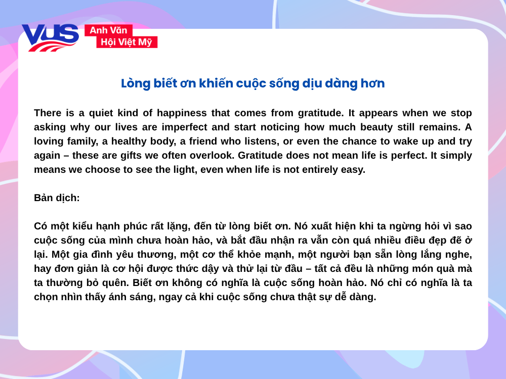 Những đoạn văn tiếng Anh hay về cuộc sống_Mẫu 5