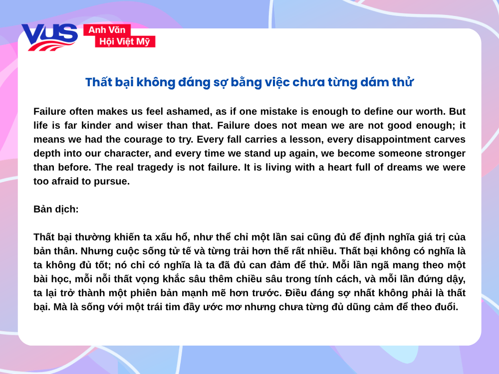 Những đoạn văn tiếng Anh hay về cuộc sống_Mẫu 8