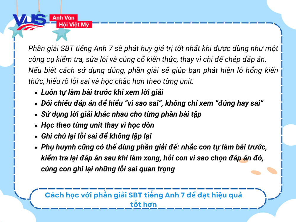 Sử dụng phần giải SBT tiếng Anh 7 sao cho hiệu quả?