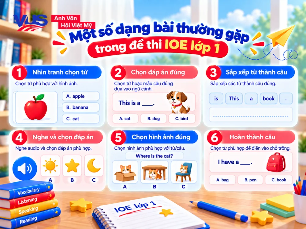 Tổng hợp c&aacute;c dạng b&agrave;i thường gặp trong đề thi IOE lớp 1
