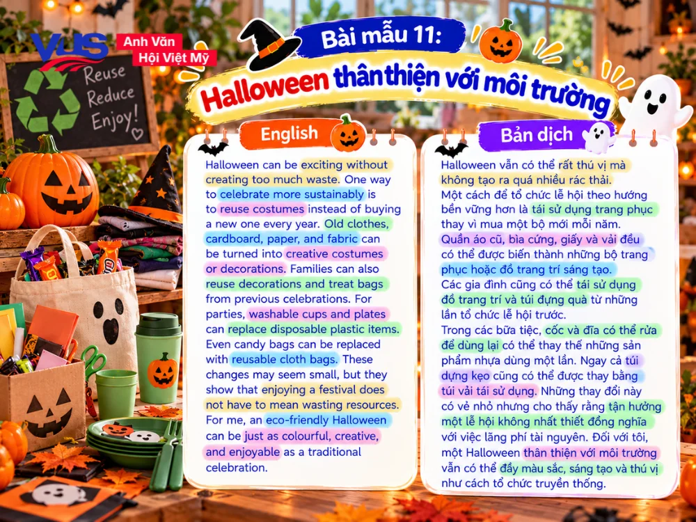 B&agrave;i viết về lễ hội Halloween bằng tiếng Anh ngắn gọn_B&agrave;i mẫu 11: Halloween th&acirc;n thiện với m&ocirc;i trường