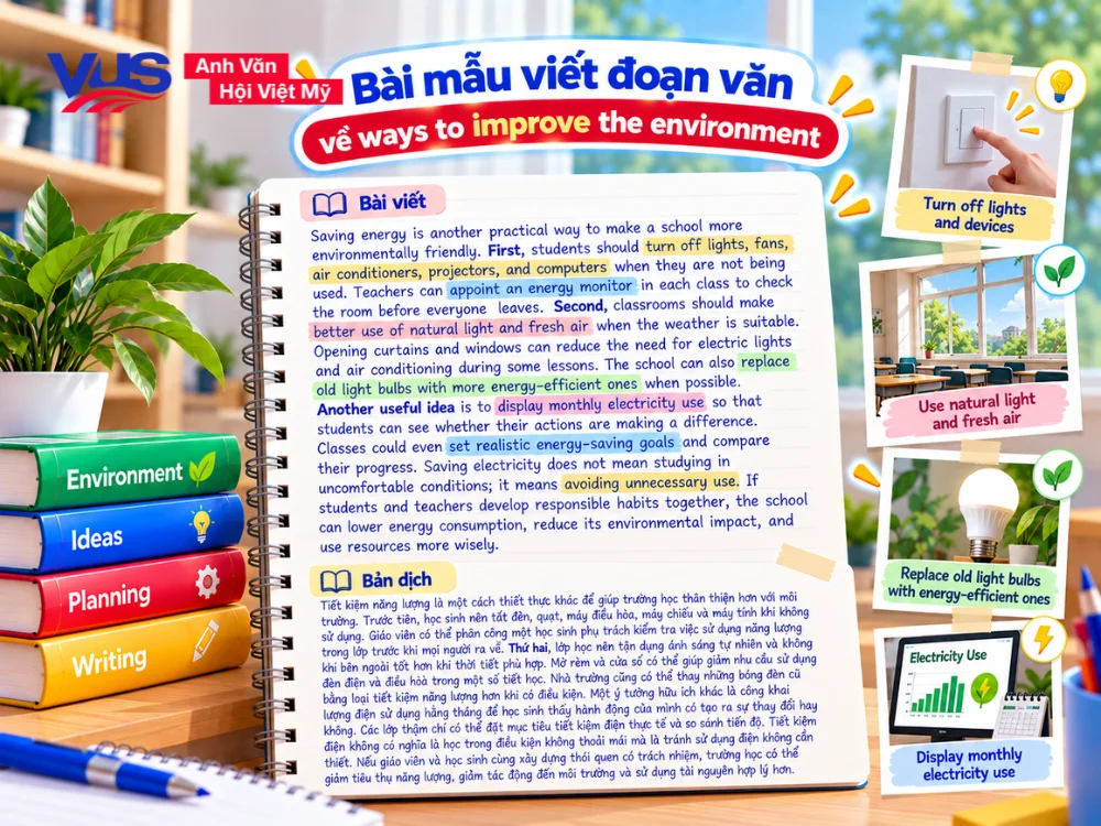 B&agrave;i mẫu 3: Saving electricity at school