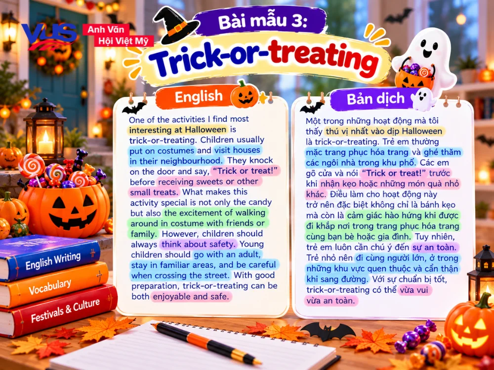 B&agrave;i viết về lễ hội Halloween bằng tiếng Anh ngắn gọn_B&agrave;i mẫu 3: Trick-or-treating