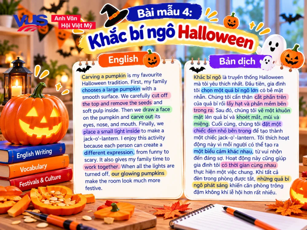 B&agrave;i viết về lễ hội Halloween bằng tiếng Anh ngắn gọn_B&agrave;i mẫu 4: Khắc b&iacute; ng&ocirc; Halloween