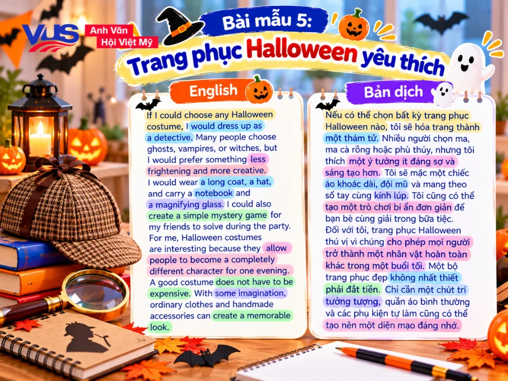 B&agrave;i viết về lễ hội Halloween bằng tiếng Anh ngắn gọn_B&agrave;i mẫu 5: Trang phục Halloween y&ecirc;u th&iacute;ch