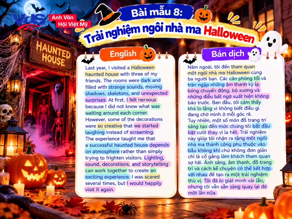 B&agrave;i viết về lễ hội Halloween bằng tiếng Anh ngắn gọn_B&agrave;i mẫu 8: Trải nghiệm ng&ocirc;i nh&agrave; ma