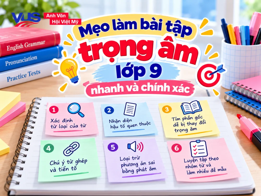 B&iacute; quyết v&agrave; mẹo l&agrave;m b&agrave;i tập trọng &acirc;m tiếng Anh lớp 9 nhanh ch&oacute;ng, ch&iacute;nh x&aacute;c