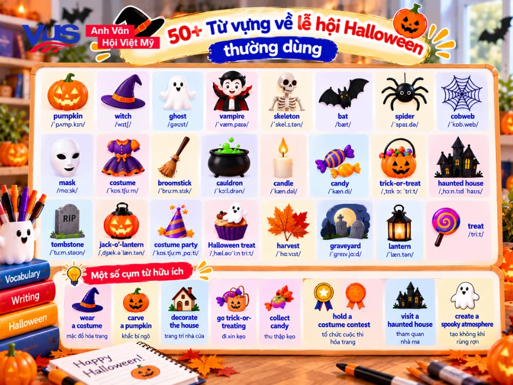 Bộ từ vựng tiếng Anh hay v&agrave; th&ocirc;ng dụng về chủ đề lễ hội Halloween