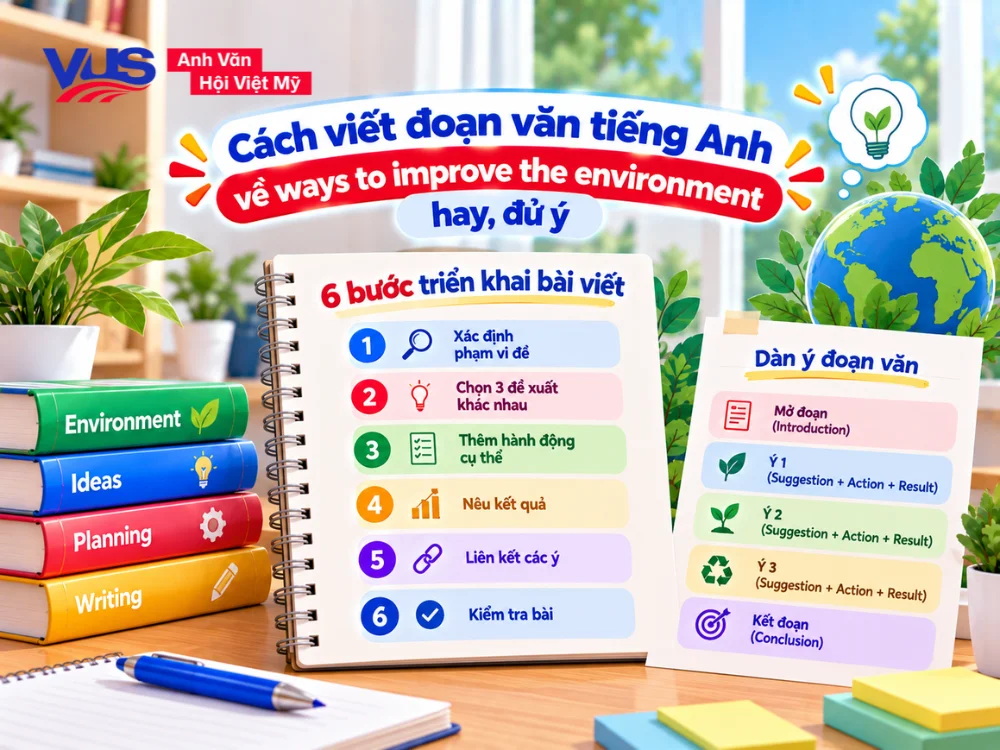 C&ugrave;ng VUS t&igrave;m hiểu c&aacute;c bước triển khai đoạn văn đề xuất giải ph&aacute;p bảo vệ m&ocirc;i trường